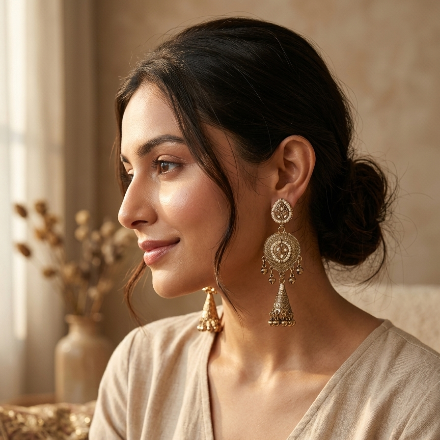 Antique Gold & Seed Pearl Jhumkas