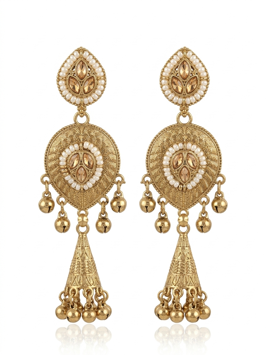 Antique Gold & Seed Pearl Jhumkas